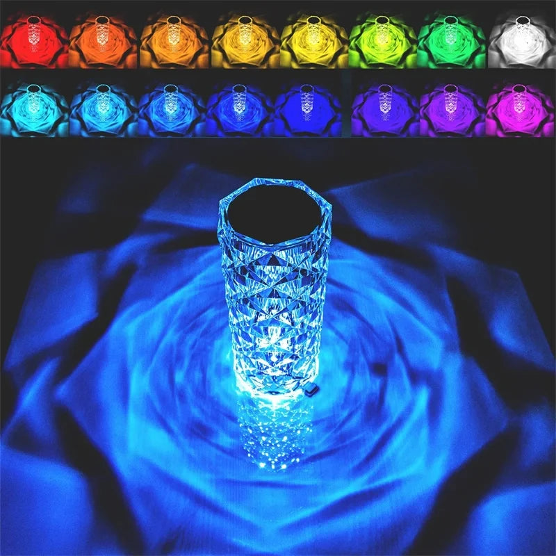 Rechargeable RGB Rose LED Night Light: Stunning Color Changing Crystal Touch Lamp - Perfect for Bedroom, Nightstand, & Christmas Decor!